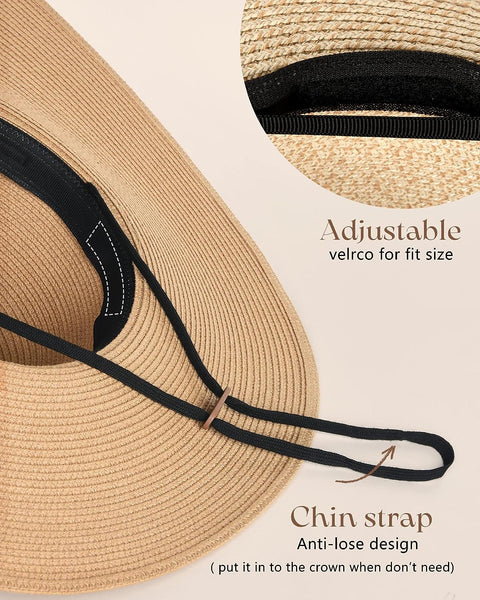FURTALK Womens Sun Straw Hat Wide Brim UPF 50 Summer Hat