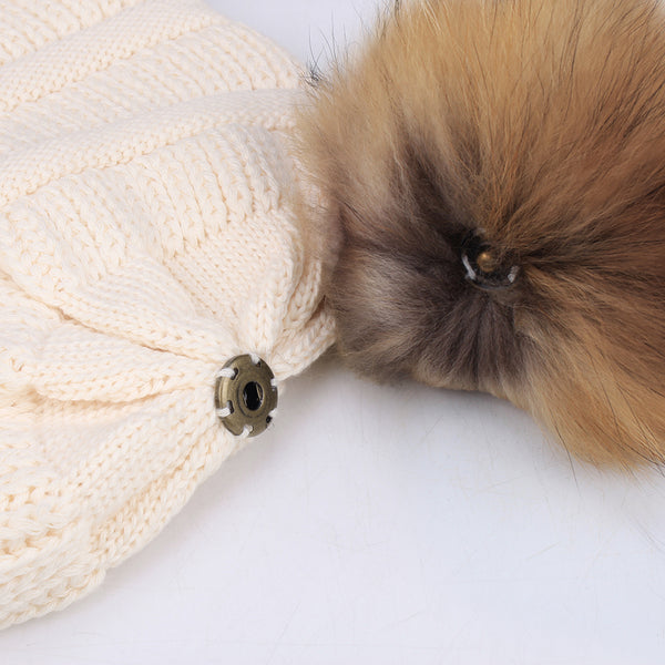 FURTALK Winter Kids Faux Fur Pom Pom Hat Double Layer Drop Shipping HT