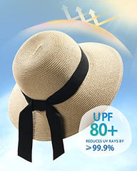 FURTALK Women Summer Straw Beach Sun Hat Wide Ribbon  Drop Shipping SH020