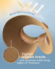 FURTALK Women Sun Visor Wide Brim Ponytail Straw Hat Drop Shipping SH054