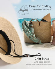 FURTALK Women Summer Straw Beach Sun Hat Wide Ribbon  Drop Shipping SH020