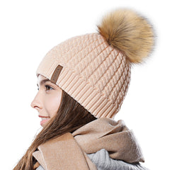 FURTALK Winter Women Faux Fur PomPom Hat Twist Drop Shipping HTWL003