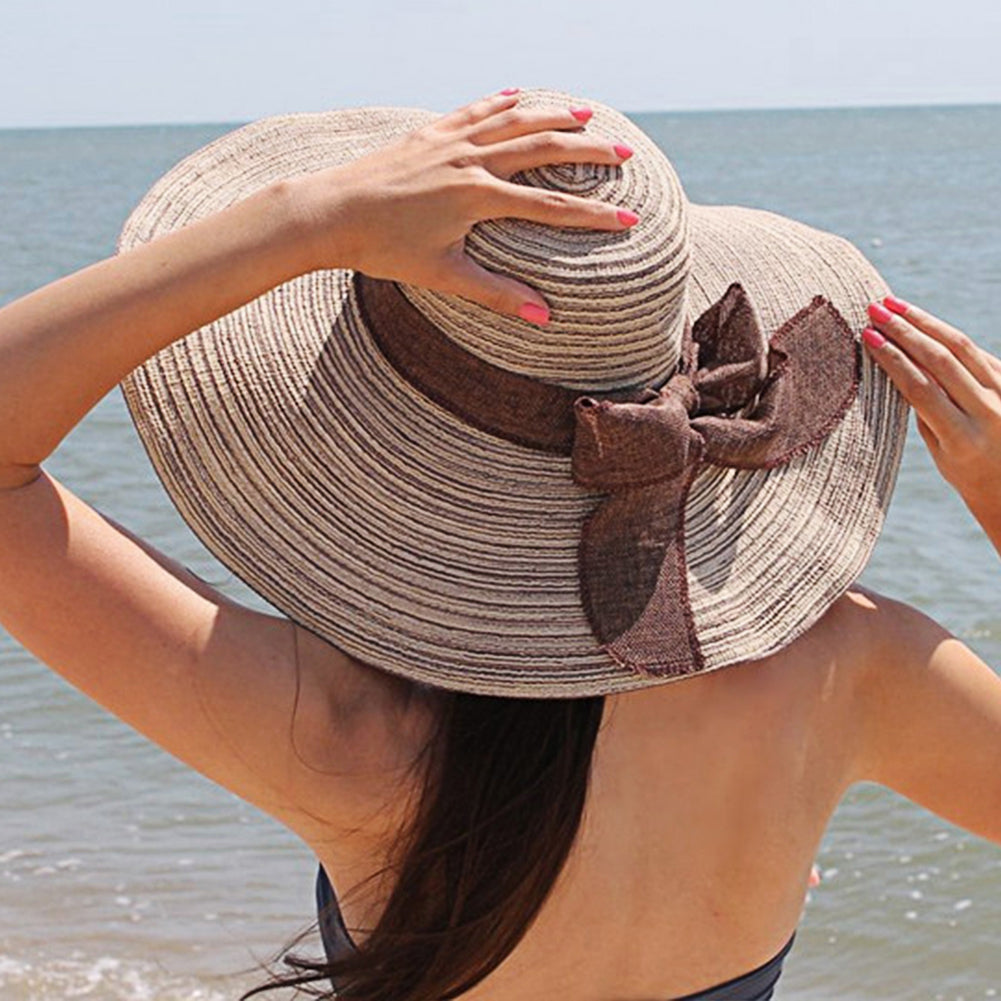 ENJOYFUR Women Cotton Summer Sun Hats Wide Brim Foldable Fashion