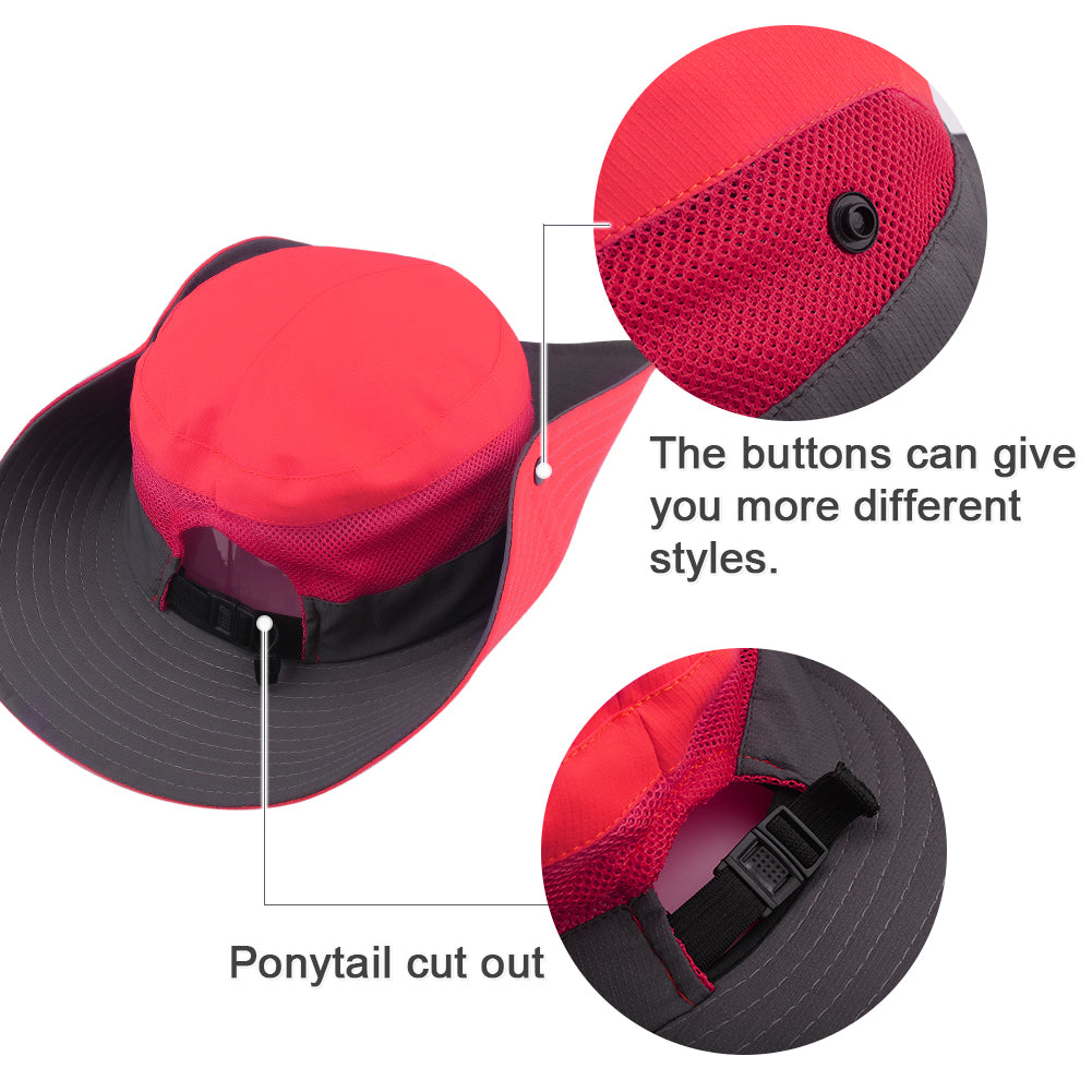  NPQQUAN Ponytail Sun Hat for Women 3” Wide Brim UPF 50