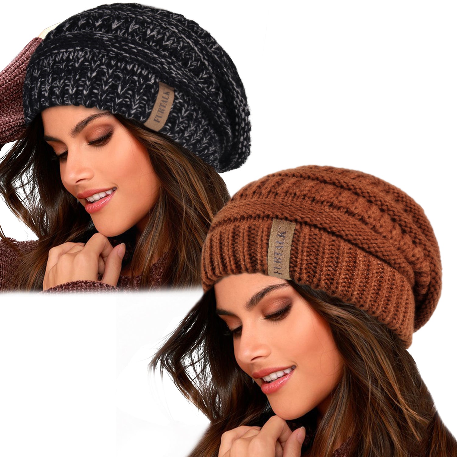 FURTALK Winter Beanie Hats for Women Fleece Lining Slouchy Knit Cap 69